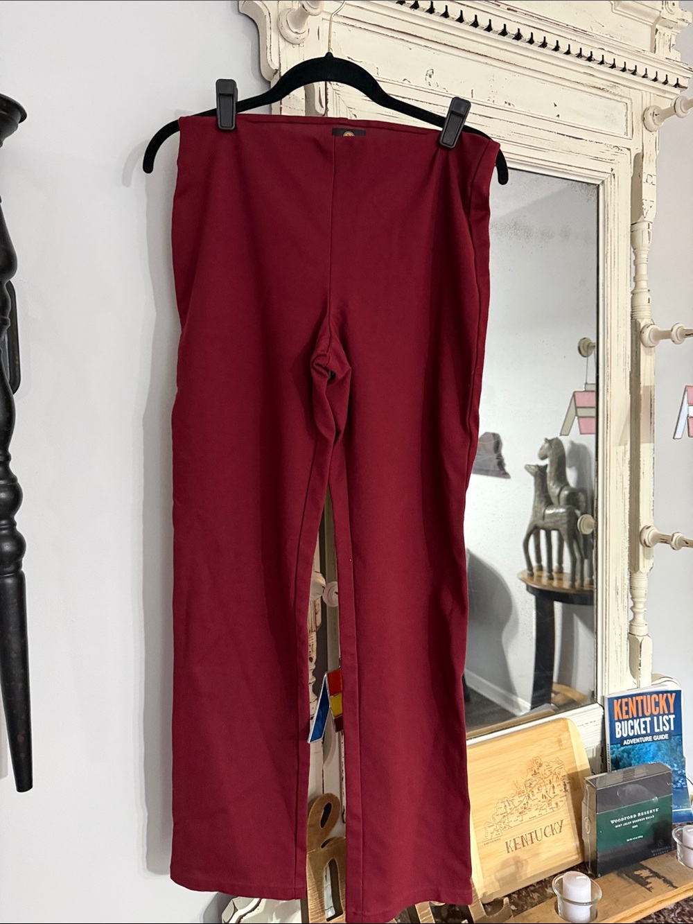 Burgundy Stretch Pull-On Pants